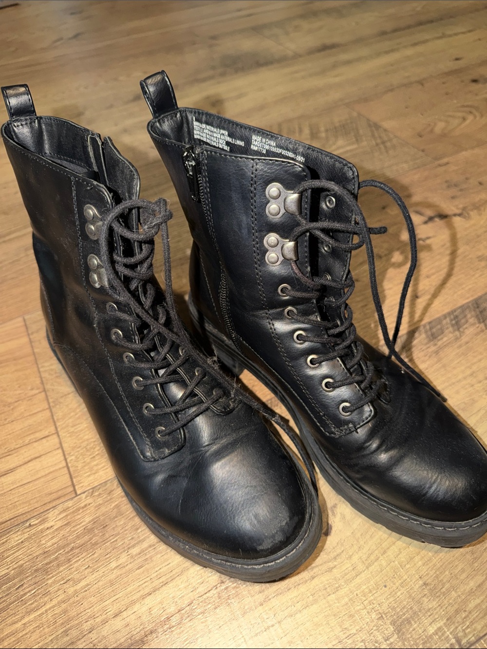Target Black Lace-Up Combat & Moto Boots for Women